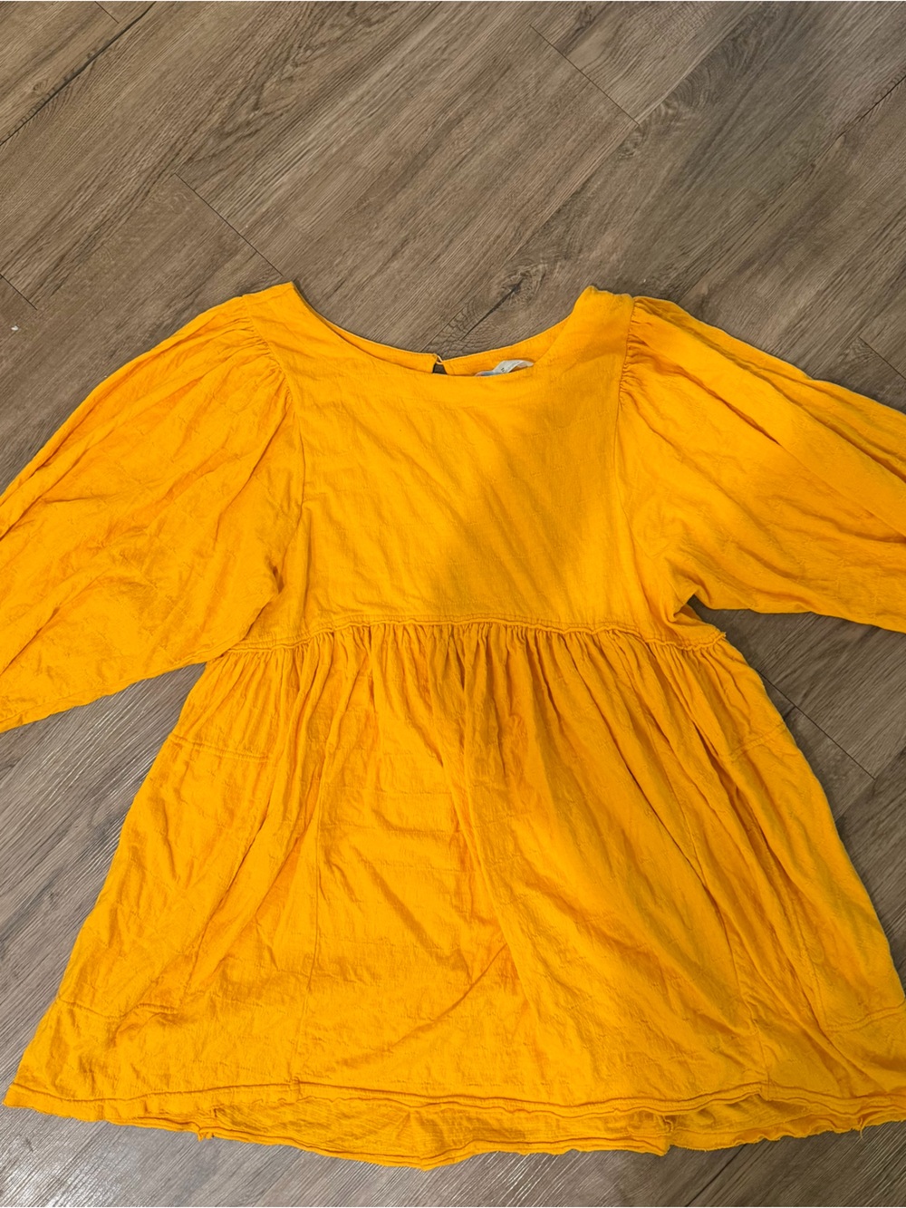 Free People Puff Sleeve Mini Dress in Mustard Yellow